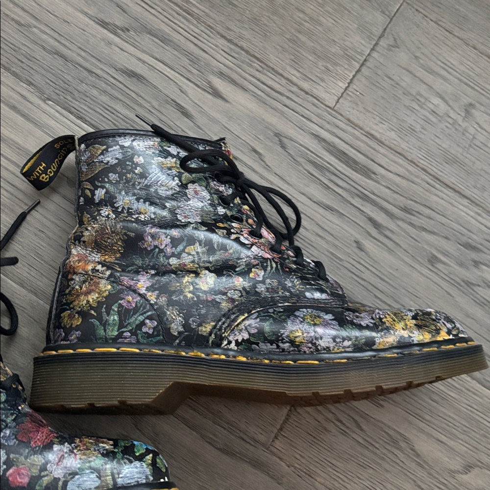 Dr. Martens Black Floral Combat Boots - Picture 3 of 12
